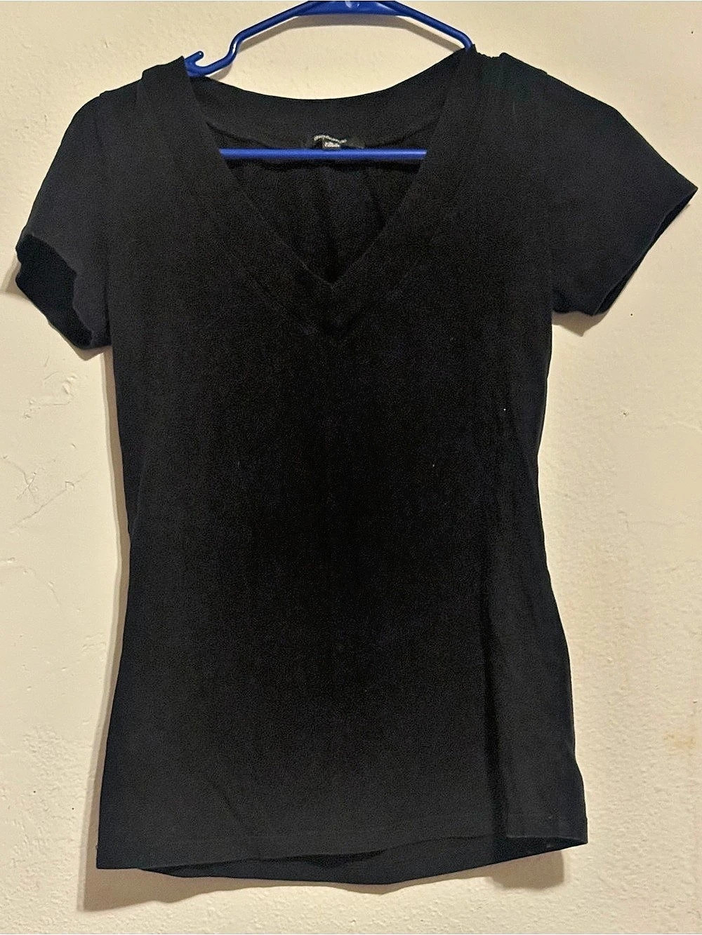 Ambiance Deep V-Neck Short Sleeve Basic T-Shirt Black Large